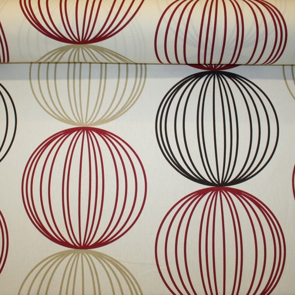 Prestigious Textiles Orbital Ruby Cotton Abstract Fabric